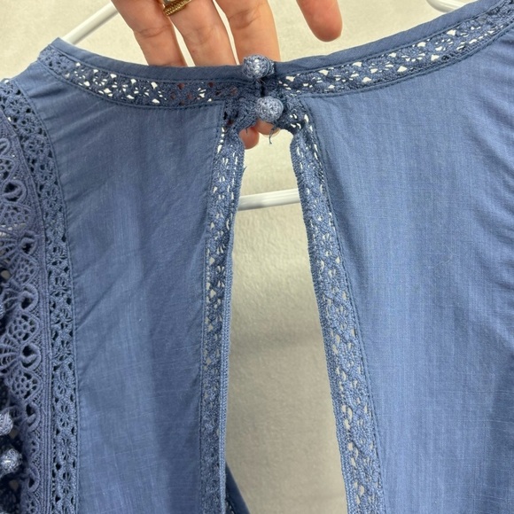 Anthropologie Women’s Size Small Blue Ruffle Flutter Sleeve Plunge Mini Dress - Picture 5 of 14